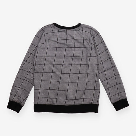 T-shirt long sleeve check grey and black