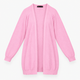Cardigan Pink Textured Chevron Knit Open Front Lon