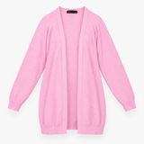 Cardigan Pink Textured Chevron Knit Open Front Lon