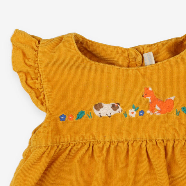 Pinafore cord gold fox guinea pig