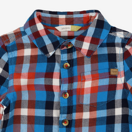 Shirt woven blue red white checks LS