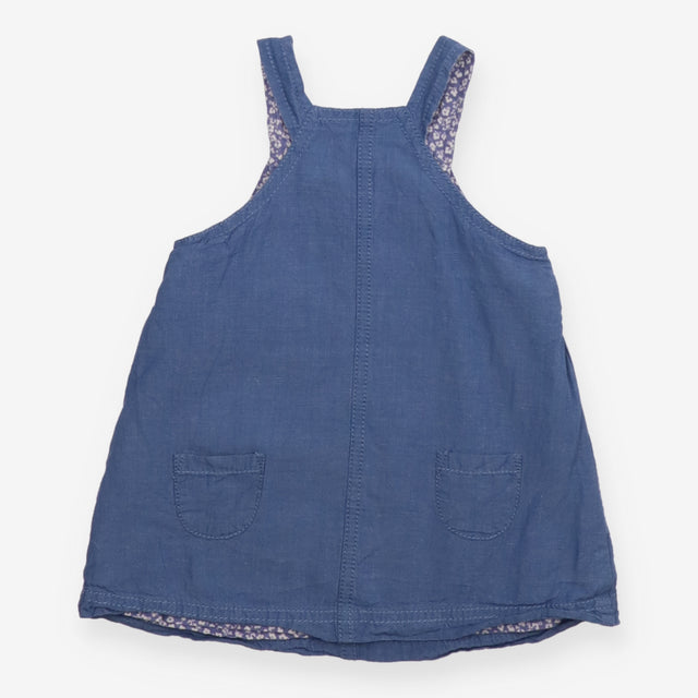 Pinafore Dress Blue with Orange Applique