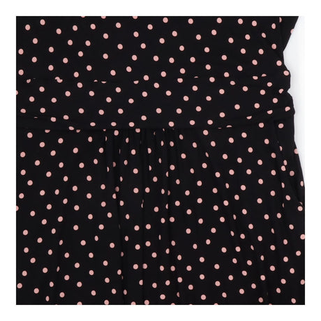 Midi Dress Jersey Polka Dot Pink black Short Sleev