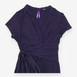 Dress Wrap Front Jersey Short Sleeve Navy