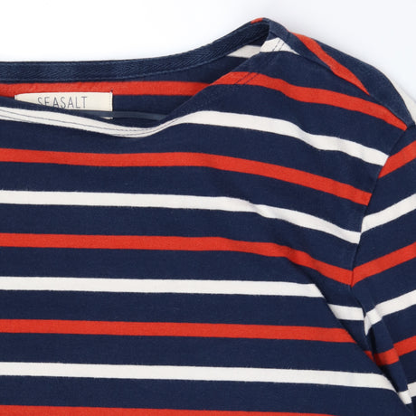 Navy White Red Stripe Long Sleeve Organic Cotton T