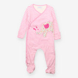 Sleepsuit Wrap Over Pink and White Stripes 