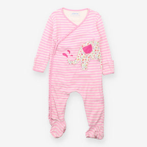 Sleepsuit Wrap Over Pink and White Stripes 
