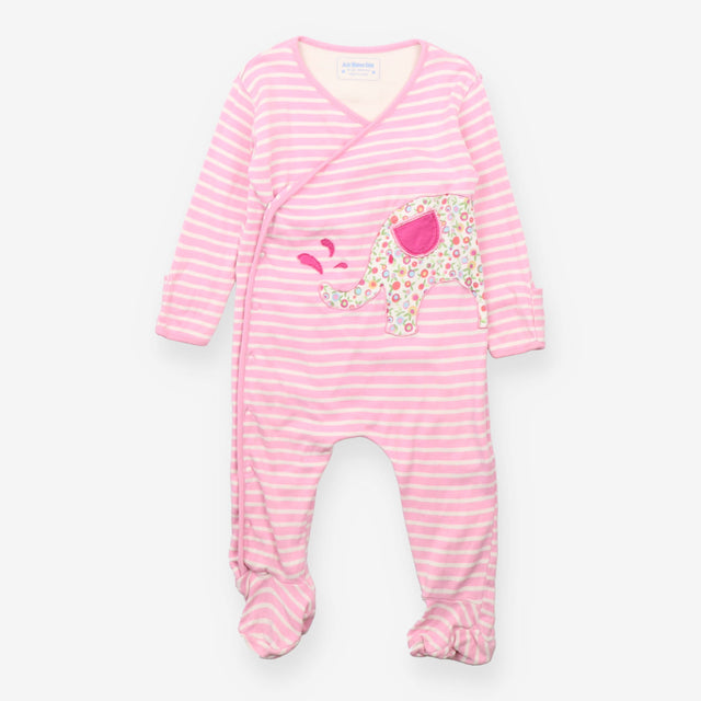 Sleepsuit Wrap Over Pink and White Stripes 