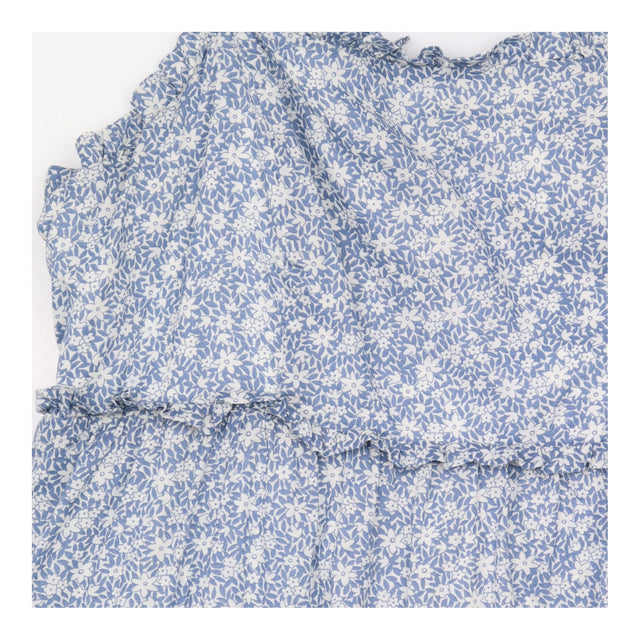 Dress Blue White Ditsy Floral Smocked Bodice Strap