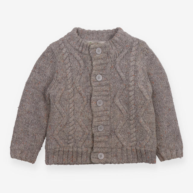 Cardigan knit grey fleece lining