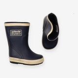 Navy wellies with cream band