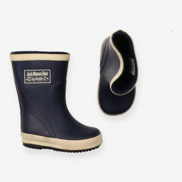 Navy wellies with cream band