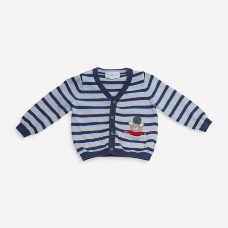 Cardigan blue stripe with guard bear in pocket