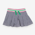 Striped skort with pink and green waistband