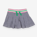 Striped skort with pink and green waistband