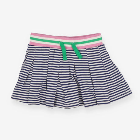 Striped skort with pink and green waistband