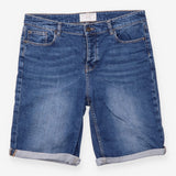 Shorts Blue Denim Turn Up Knee Length Jean Shorts