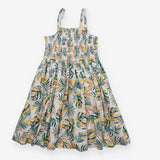 Dress Sleeveless White Palm Leaves