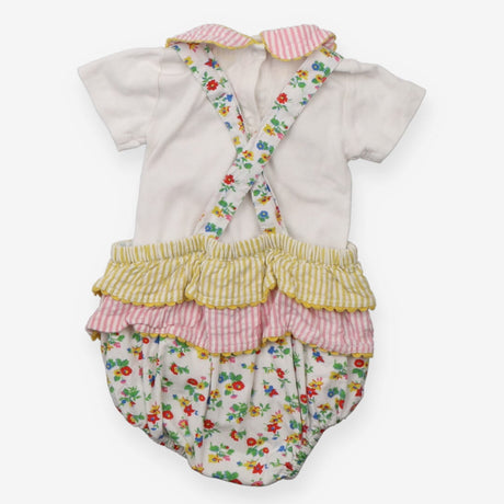 Floral romper with with stripe collar bodysuit