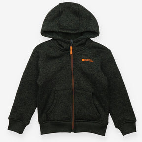 Fleece hoodie zip dark green marl