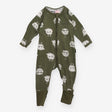 Sleepsuit zip green monsters