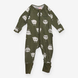 Sleepsuit zip green monsters