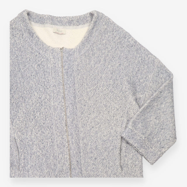 Jacket Grey Marl Textured Cotton Zip Front Boxy
