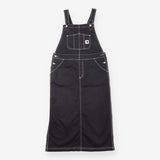 Dungaree Dress Black Contrast Stitch Utility Mid
