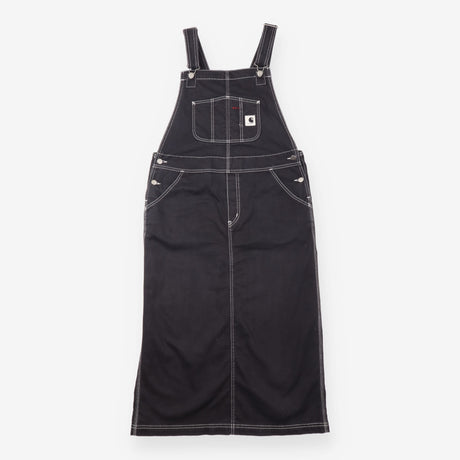 Dungaree Dress Black Contrast Stitch Utility Mid