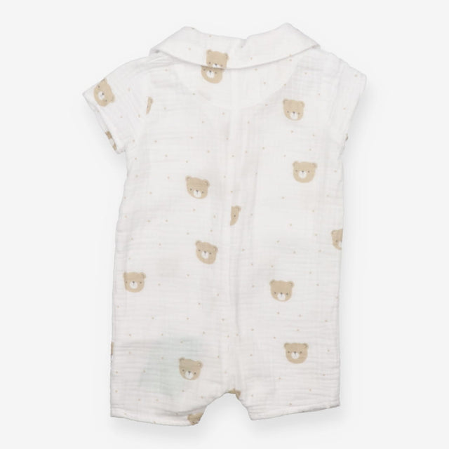 Romper White Muslin Bears