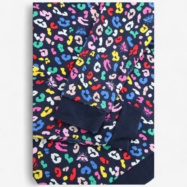 Sweatshirt navy with multicoloured leopard