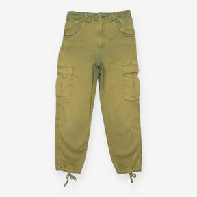 Khaki Green Cotton Utility Cargo Trousers