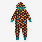 Onesie brown orange yellow flowers