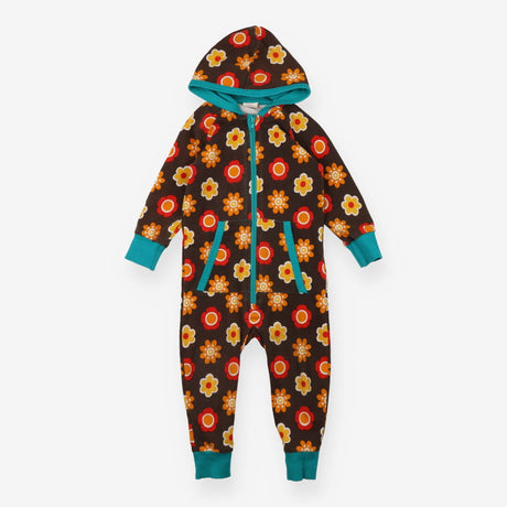 Onesie brown orange yellow flowers