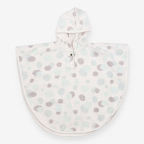 Towelling Baby Poncho White with Grey and Green