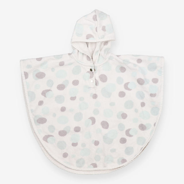 Towelling Baby Poncho White with Grey and Green