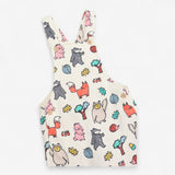 Jersey dungarees cream woodland animals