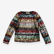 Sequin Top Rainbow Stripe Long Sleeve Black