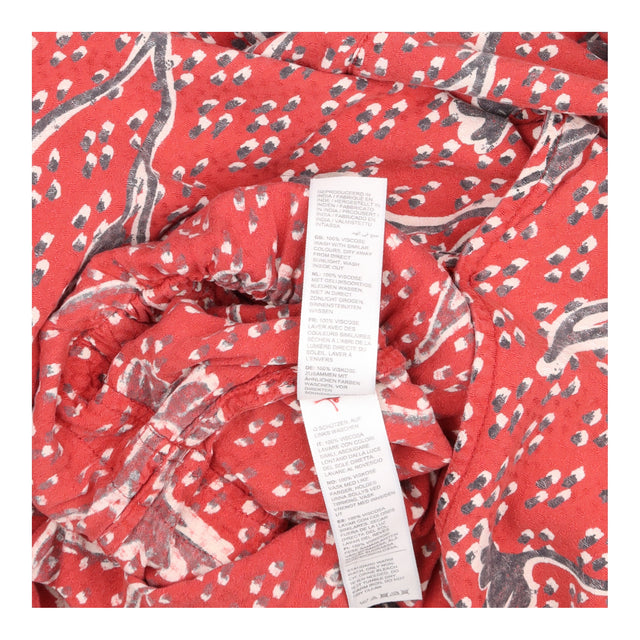 Jumpsuit Brick Red Patterned Short Sleeve Wrap Fro