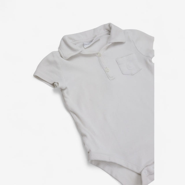 Bodysuit Collared White with Anchor Pocket