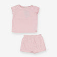 Pink shortie pyjamas with white flowers