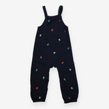 Jersey Dungaree Navy with Embroidered Flowers