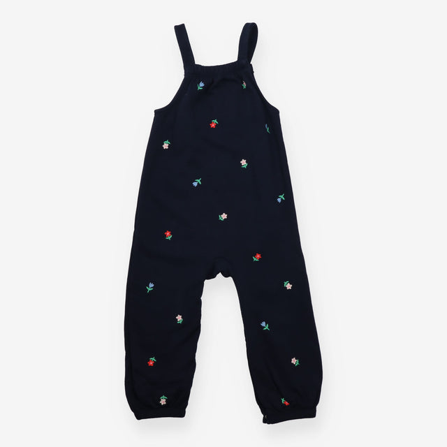 Jersey Dungaree Navy with Embroidered Flowers