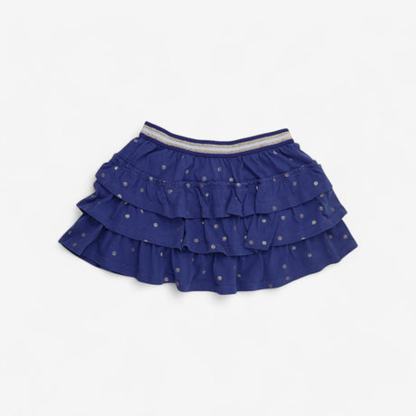 Blue Tiered Skort with Silver Spots and Gold Waist