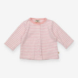 Pink and white striped cardigan with poppers