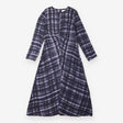 Midi Dress Navy Painted Check Fit And Flare