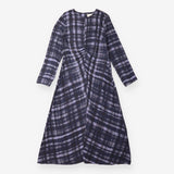 Midi Dress Navy Painted Check Fit And Flare