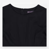 Black Structured Midi Dress 3/4 Sleeve
