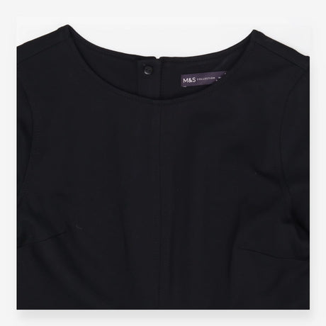 Black Structured Midi Dress 3/4 Sleeve