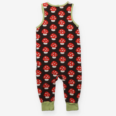 Dungarees brown red toadstools green edging